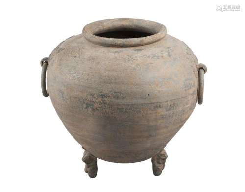 A Chinese pottery tripod jar