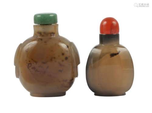 Two Chinese agate snuff bottles