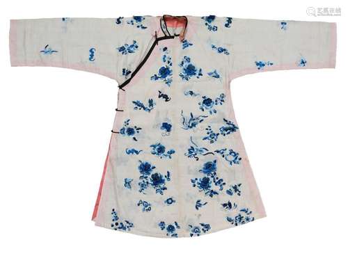 A Chinese silk embroidered cream ground robe