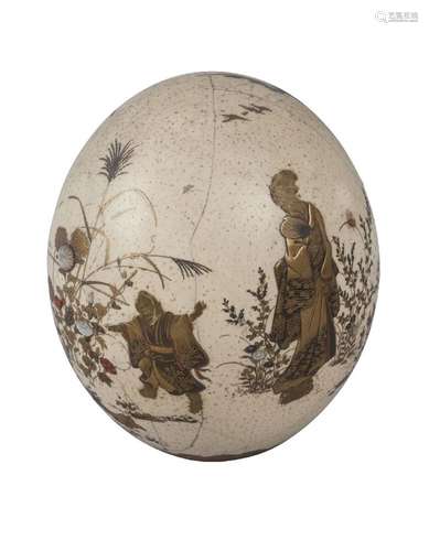 A Japanese Shibayama ostrich egg