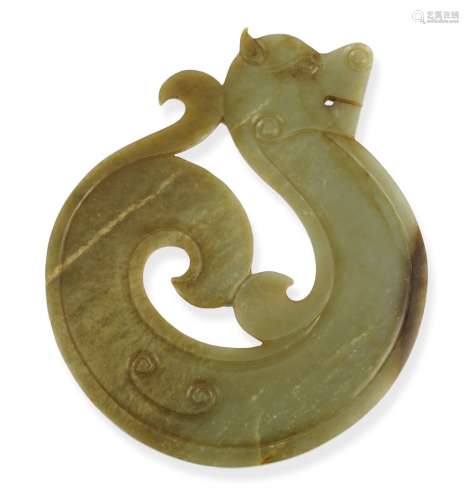 A Chinese jade archaistic dragon plaque