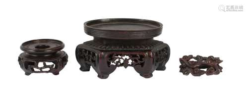 Three Chinese carved wood stands