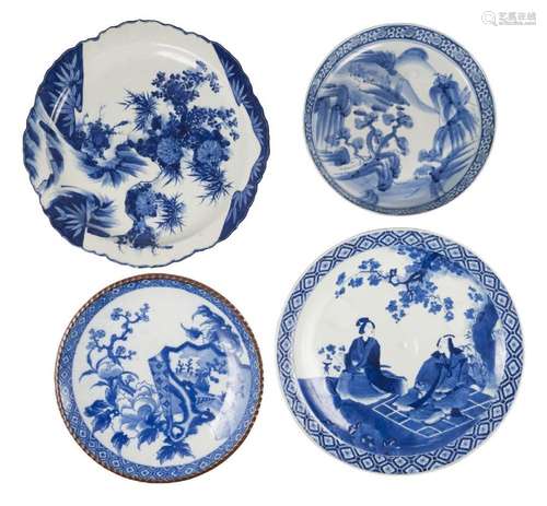 Four large Japanese porcelain chargers