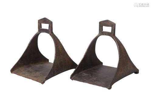 A pair of Tibetan iron stirrups