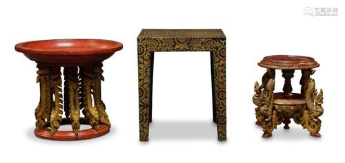 A Thai carved wood jardiniere stand