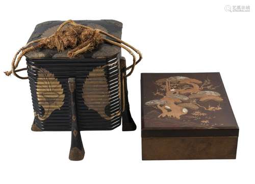 A Japanese lacquer rectangular box and cover