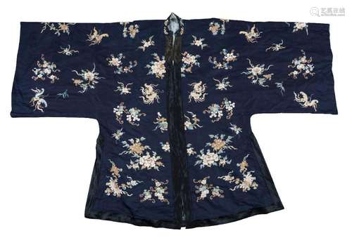 A Chinese silk blue ground robe