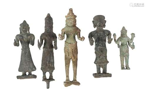 Five Khmer bronze deities