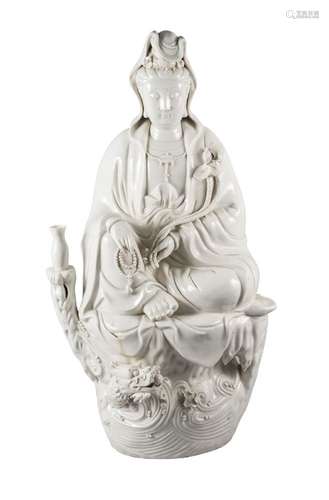 A large Dehua porcelain figure of Guanyin