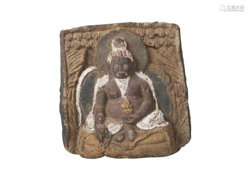 A Tibetan painted terracotta votive figure