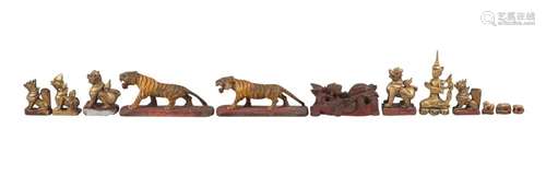 A collection of carved wood animals