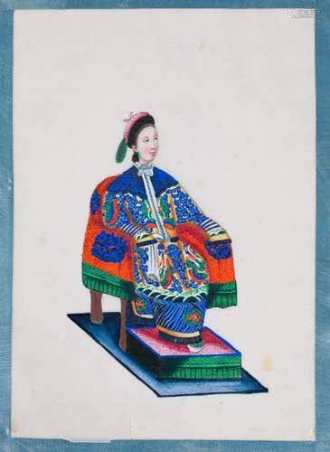 An album of twelve Chinese gouache portrait paintings on rice paper