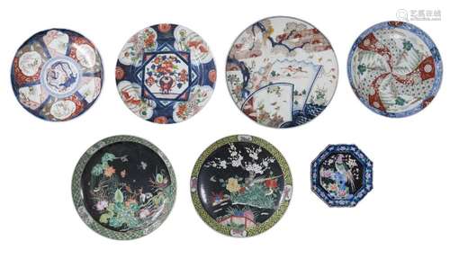 Seven Japanese porcelain charges