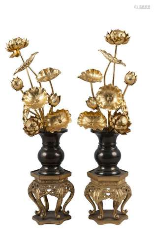 A pair of Japanese bronze vases