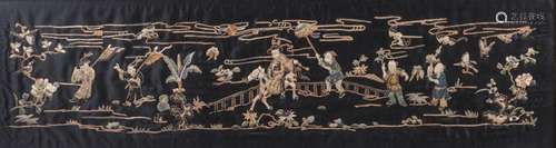 A Chinese silk embroidered landscape panel