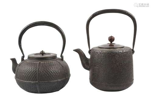 Two Japanese cast iron kettles