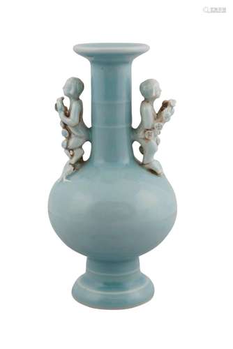 A rare Chinese monochrome porcelain Liu Hai bottle vase