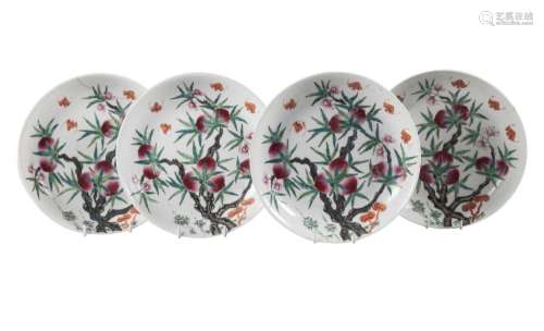 A set of four Chinese porcelain 'peaches and bats' bowls