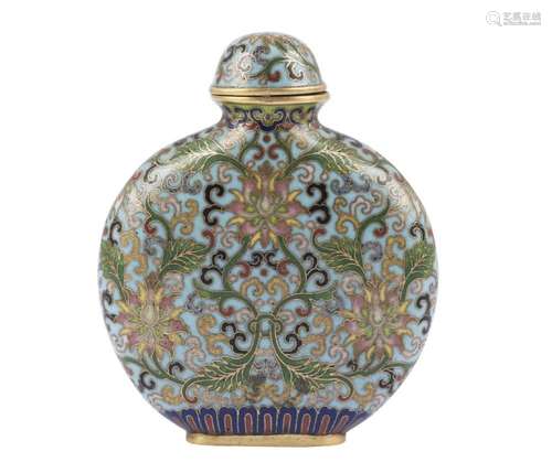 A Chinese cloisonné and gilt metal snuff bottle