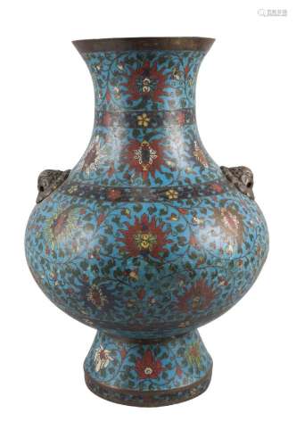 A large Chinese cloisonné enamel vase
