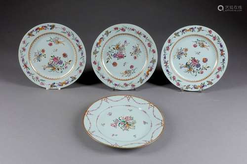 Compagnie des Indes.		Quatre assiettes en porcela...