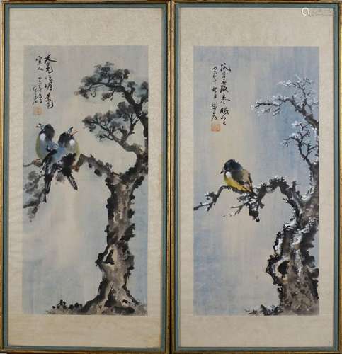 Ecole Chinoise du XXe siècle		Oiseaux branchés. A...