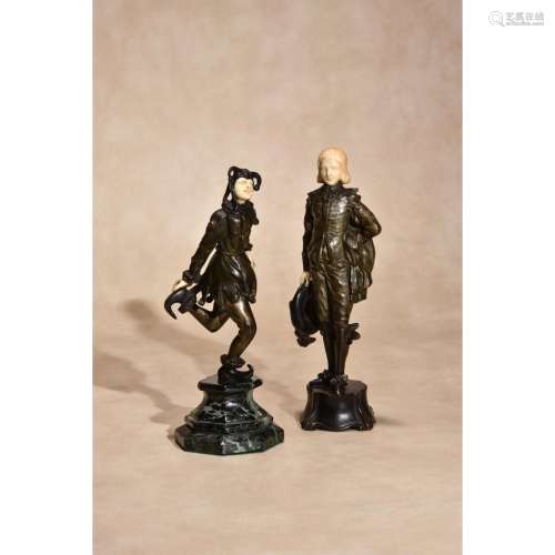 Two Continental Art Deco bronze and ivory mounted figurines