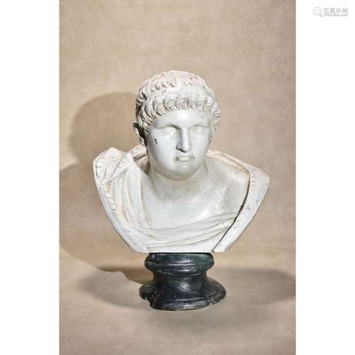 A painted plaster bust of the Emperor Nero