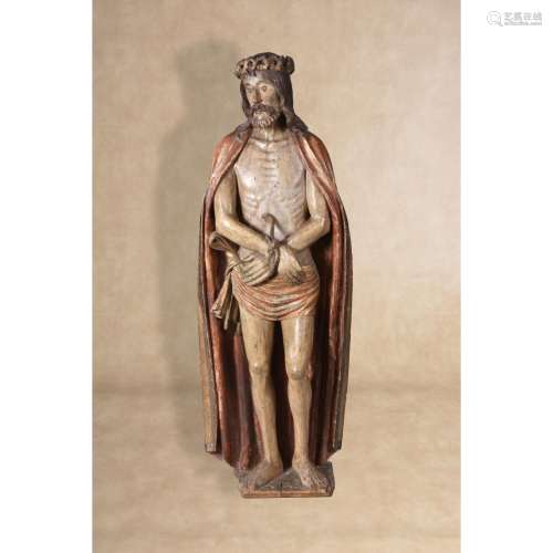 A French sculpted and polychrome painted wood model of Christ