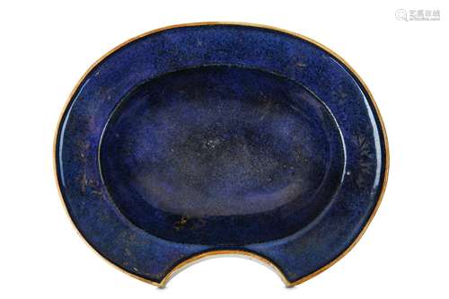 A CHINESE GILT-DECORATED POWDER BLUE BARBER'S BOWL