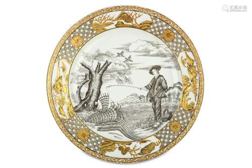 A PAIR OF CHINESE 'LE PÊCHEUR' DISHES. Painted en