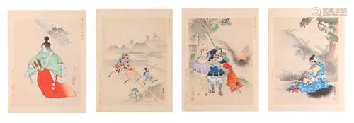 A SET OF TWELVE PRINTS. Meiji period. Yosai Rekish