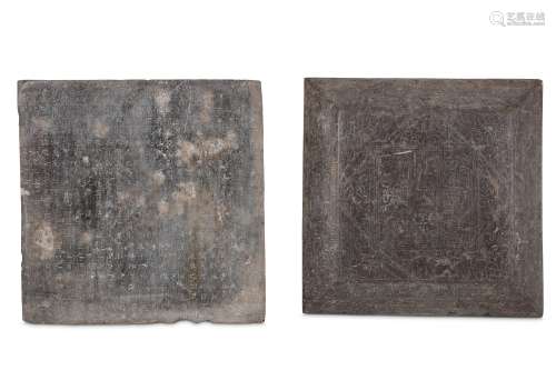 TWO CHINESE LIMESTONE EPITAPHS. Tang Dynasty. One