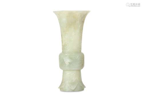 A CHINESE JADE 'BATS AND CLOUDS' GU VASE. Qing Dyn
