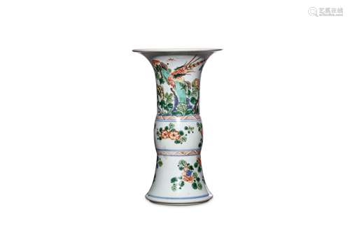 A CHINESE FAMILLE VERTE VASE, GU. Qing Dynasty, Ka