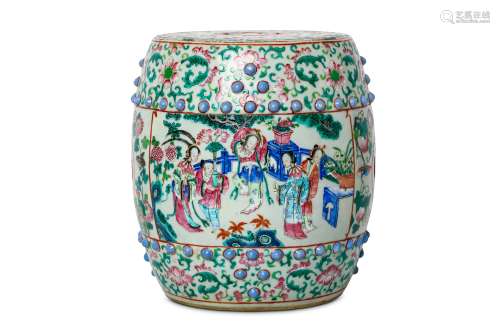 A CHINESE FAMILLE ROSE DRUM STOOL. Qing Dynasty. D