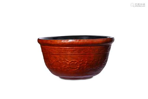 A CHINESE MOULDED GOURD BOWL. The rounded sides su