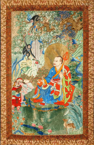 AN EMBROIDERED THANGKA. 19th / 20th Century. Embro