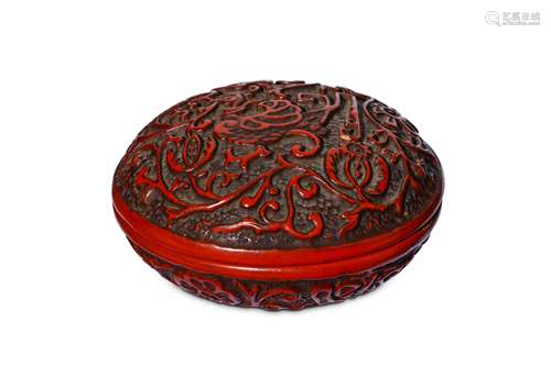 A CHINESE CINNABAR LACQUER BOX AND COVER. Qing Dyn