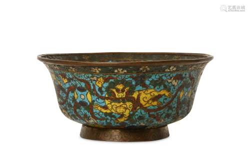 A CHINESE CLOISONNÉ ENAMEL ‘LIONS’ BOWL. Ming Dyna