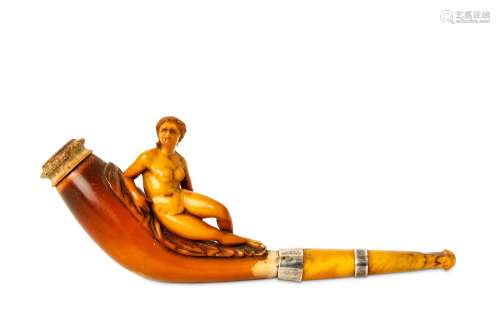 MEERSCHAUM 'LADY' PIPE WITH AMBER STEM.  The bowl