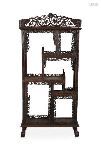 A CHINESE HARDWOOD DISPLAY CABINET. Early 20th Cen