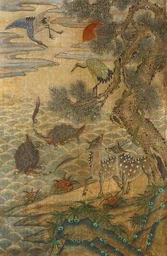 A FOLK PAINTING OF ANIMALS. Korea, 20th Century.