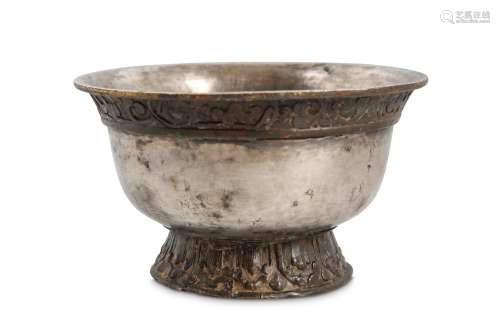 A SILVER-ALLOY AND BRONZE STEM CUP Tang Dynasty, o