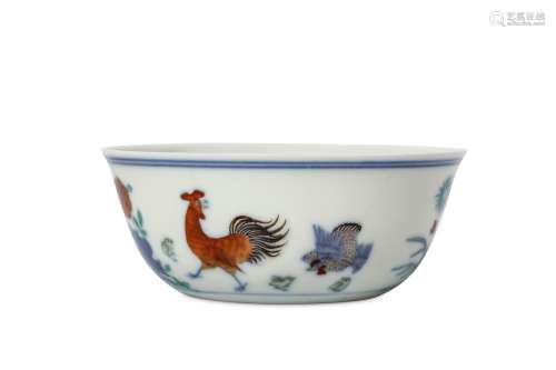 A CHINESE DOUCAI CHICKEN CUP. Qing Dynasty, 18th C