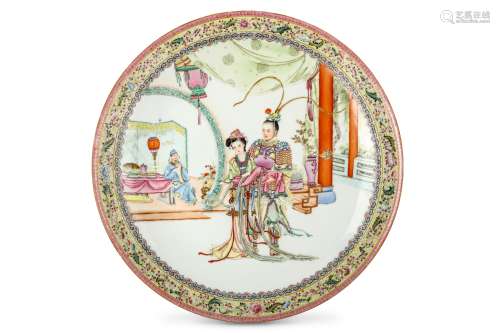 A CHINESE FAMILLE ROSE DISH. 20th Century, dated 1