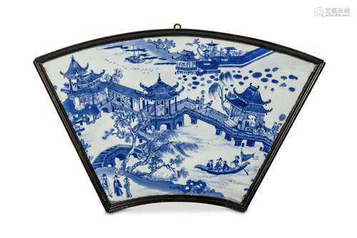 A CHINESE BLUE AND WHITE PORCELAIN ‘WATERY GARDEN’