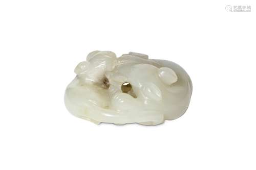 A CHINESE JADE ‘DOUBLE CAT’ CARVING. Qing Dynasty.