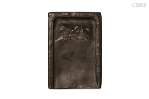 A CHINESE RECTANGULAR INSCRIBED DUAN INKSTONE Qing