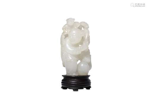 A CHINESE WHITE JADE ‘BOYS’ CARVING.